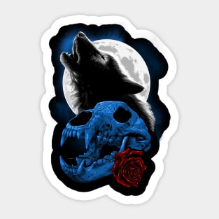 Wolf howling under the moon Sticker